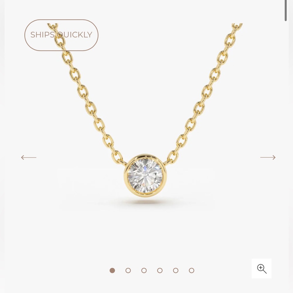 14K Gold Bezel Set Diamond Solitaire Necklace